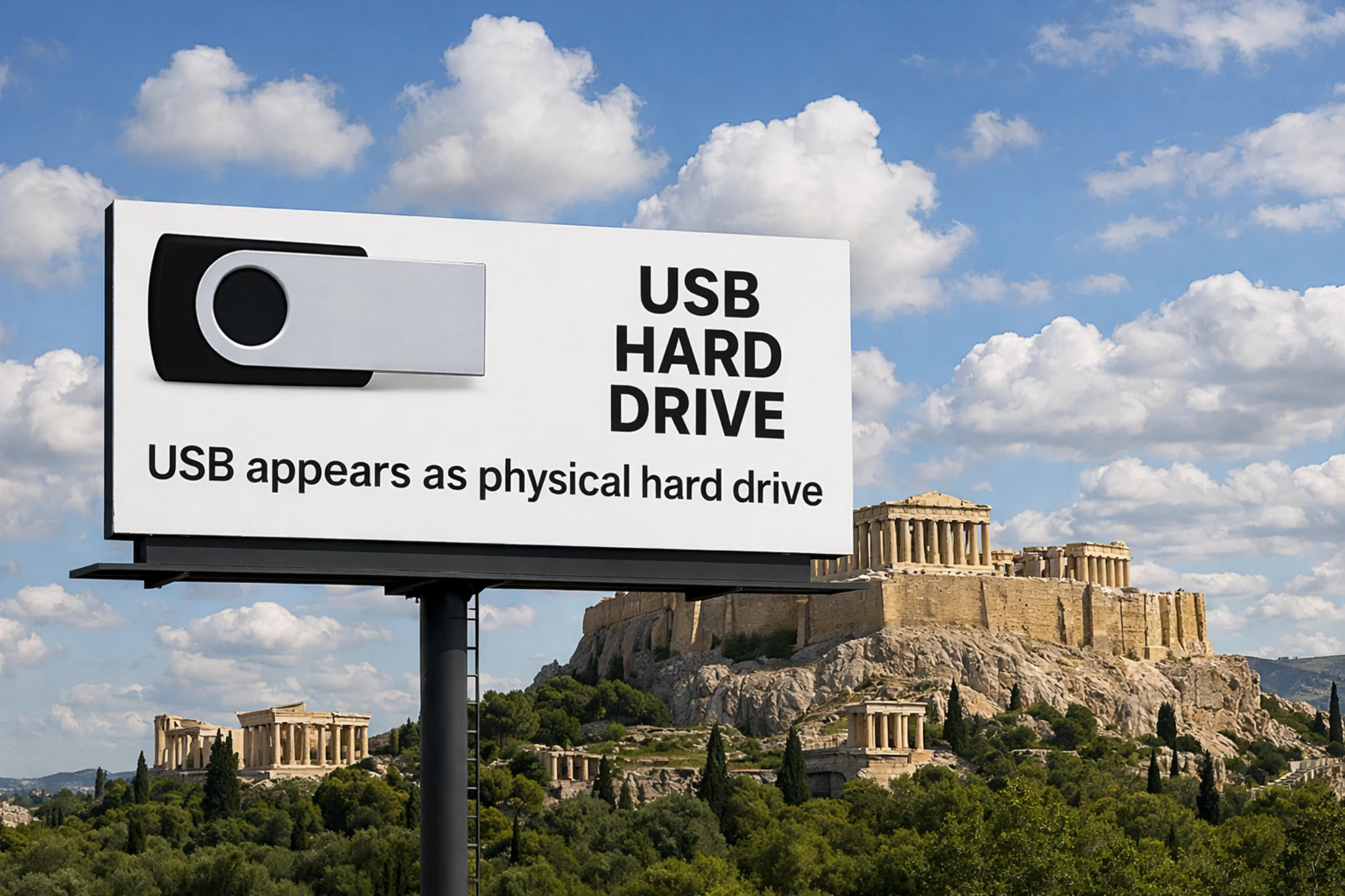 USB Hard drive where the USB flash drive appears as a fixed disk (local disk), behaving like a USB hard drive.